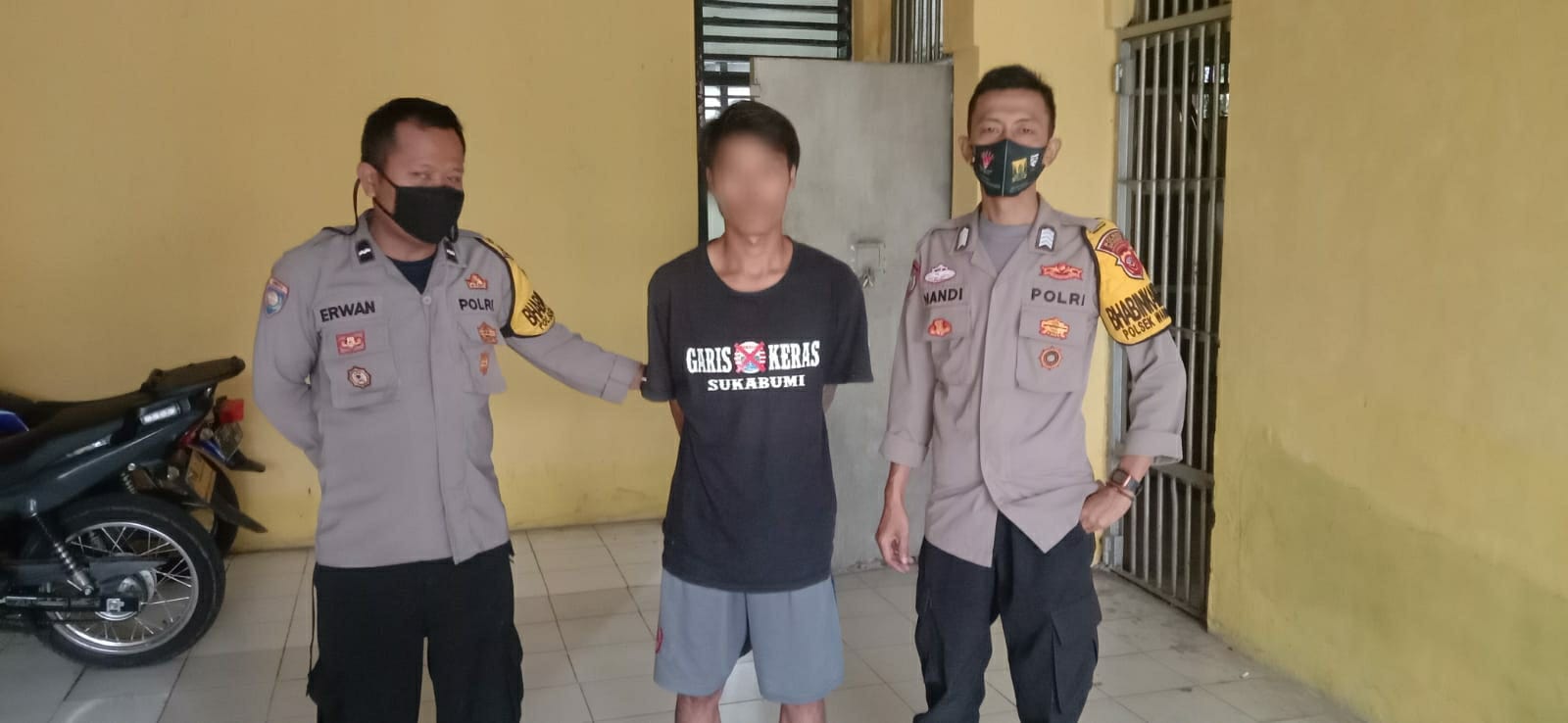 Terduga pelaku pencurian (KN) yang telah diamankan Polsek Warungkiara Polres Sukabumi