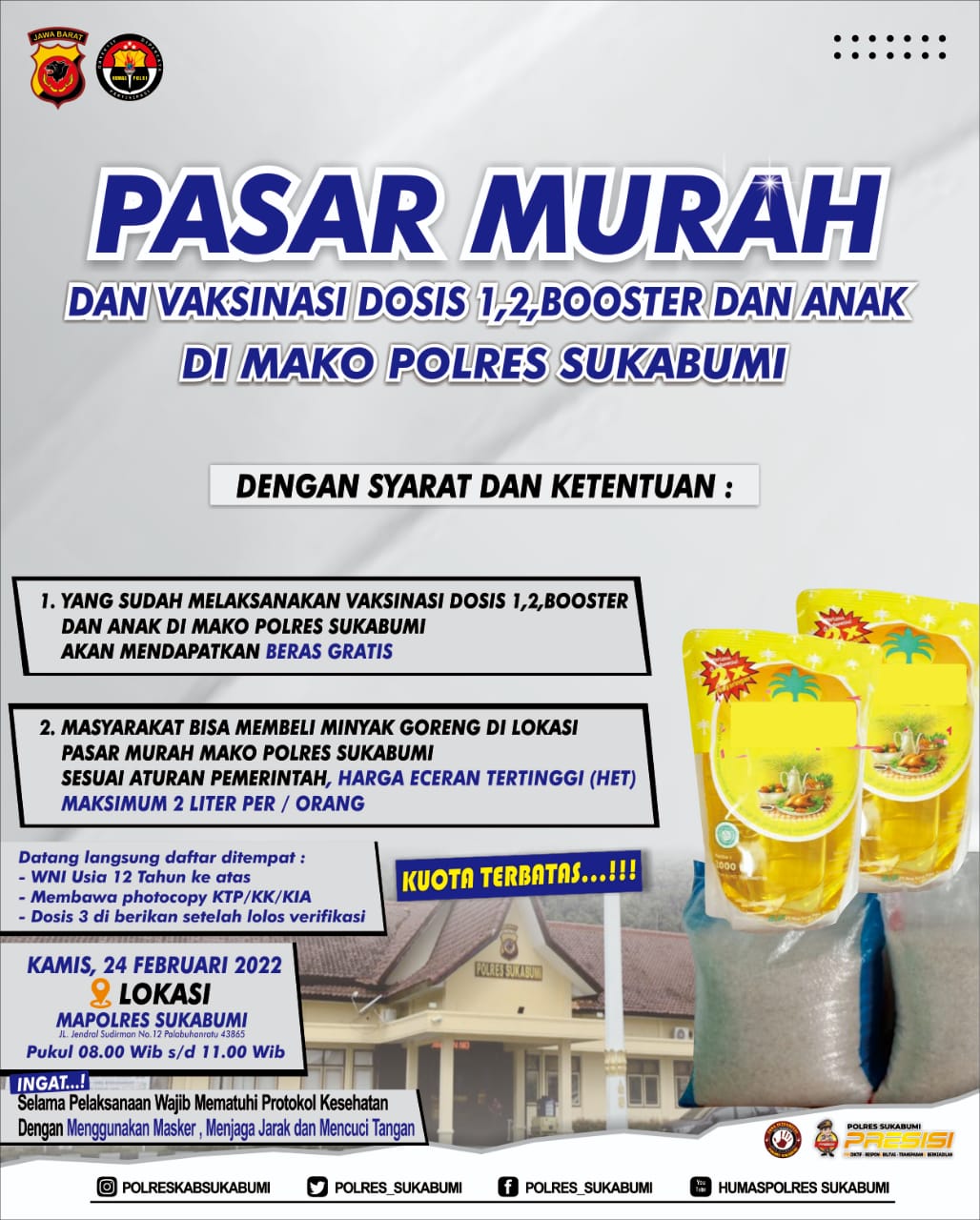 Gelaran Vaksinasi dan Bazar Murah oleh Polres Sukabumi