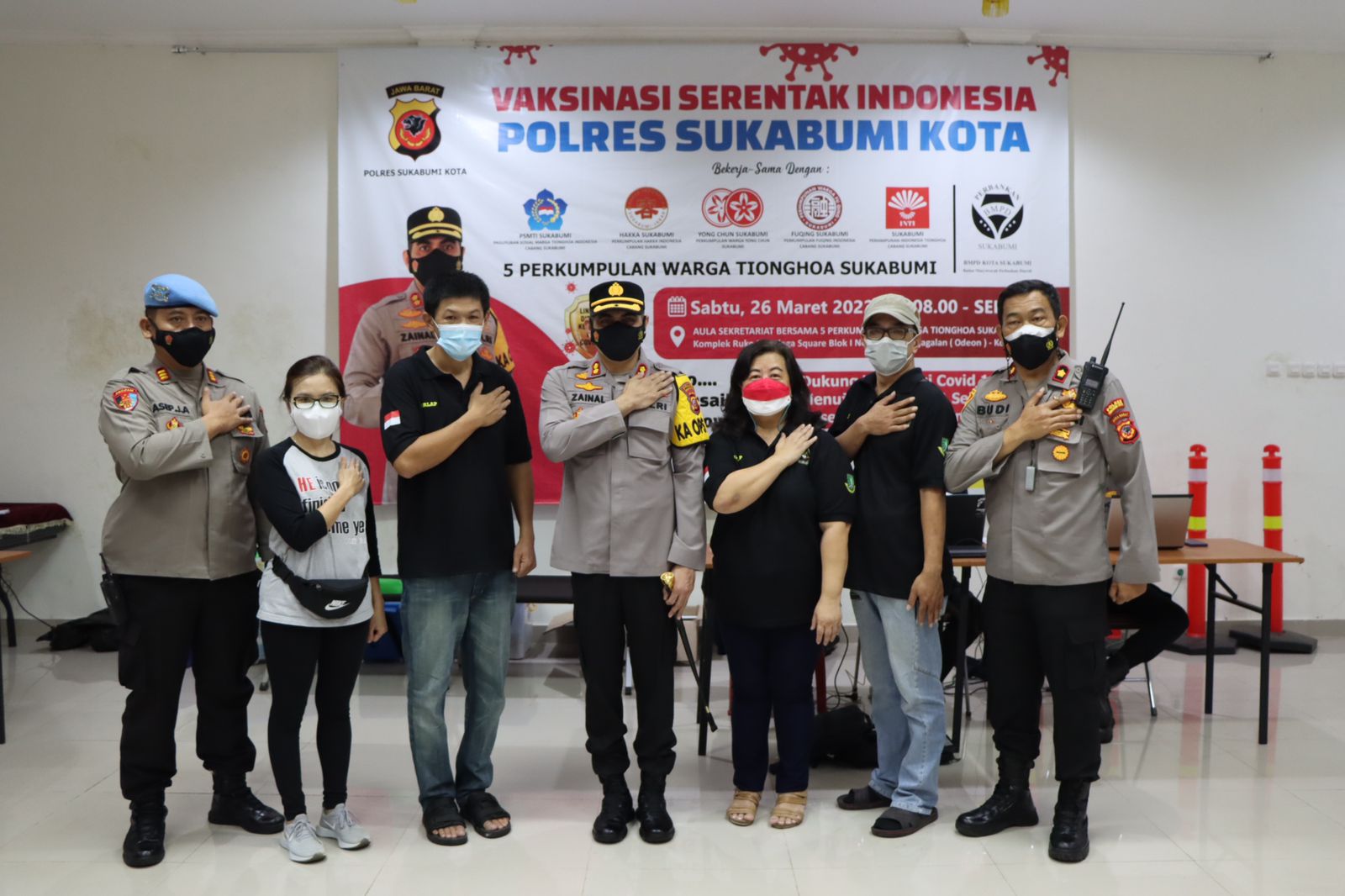 Pelaksanaan Vaksinasi Booster Polres Sukabumi kota dengan komunitas tionghoa