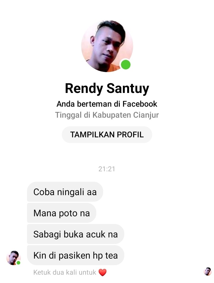 akun Nendy bernama Rendy Santuy terduga pelaku perayu bini orang